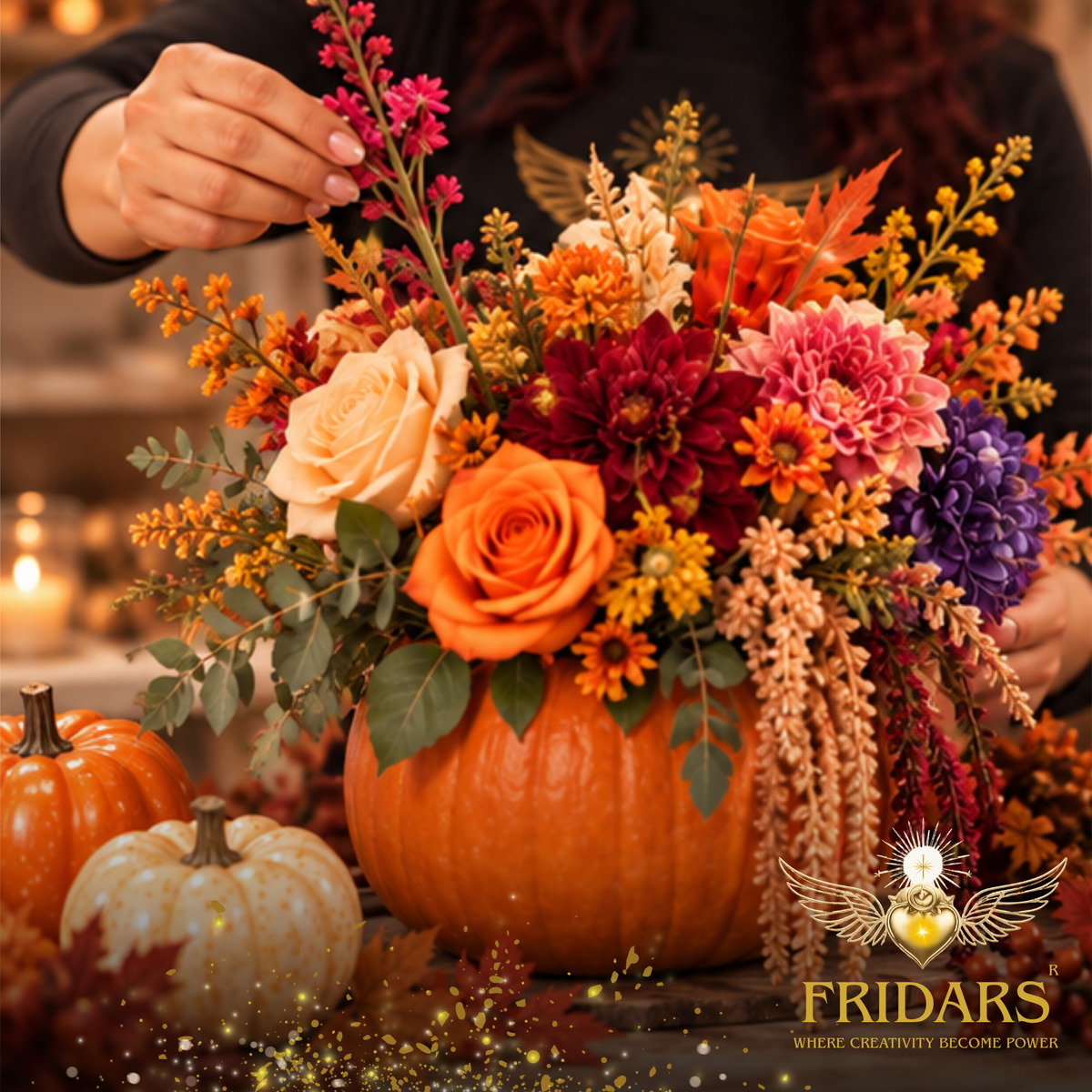 Arreglo floral en calabaza | Clase magistral de la colección de otoño